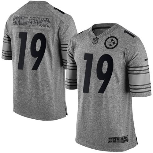 Nike Steelers #19 JuJu Smith-Schuster Gray Men's Stitched NFL Limited Gridiron Gray Jersey - Click Image to Close